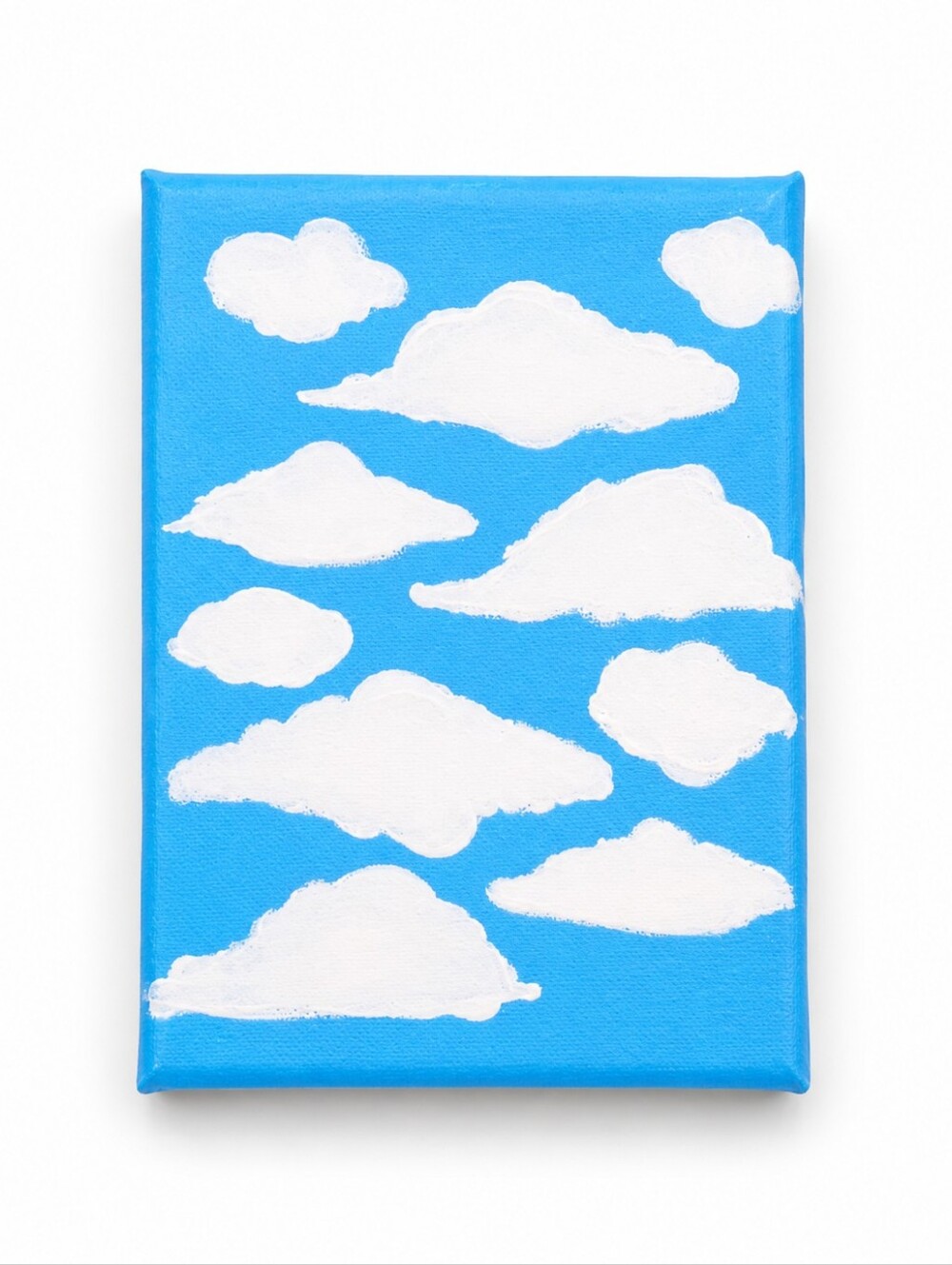 Blue Sky Cloud Painting 5x7 Original Acrylic Canvas Nursery Wall Art Decor - Picture 2 of 4
